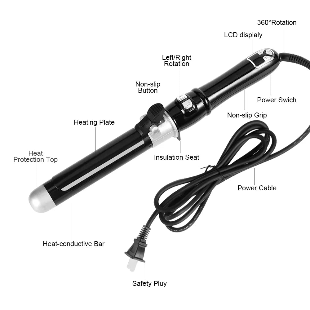 Automatic Hair Curler Black Silver 28mm