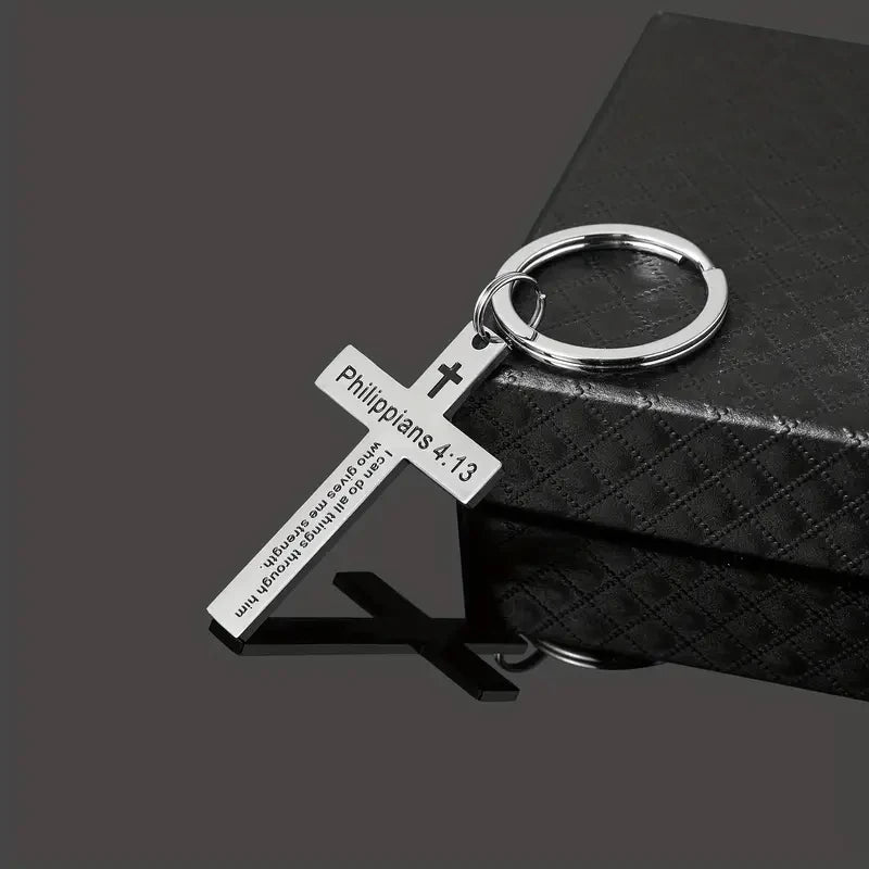 Christian Bible Verse Cross Keychain