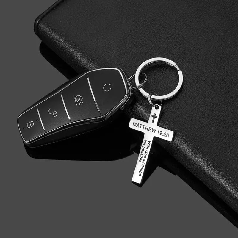 Christian Bible Verse Cross Keychain