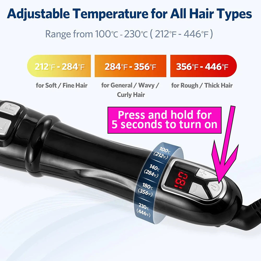 Automatic Hair Curler Black and Silver 32mm