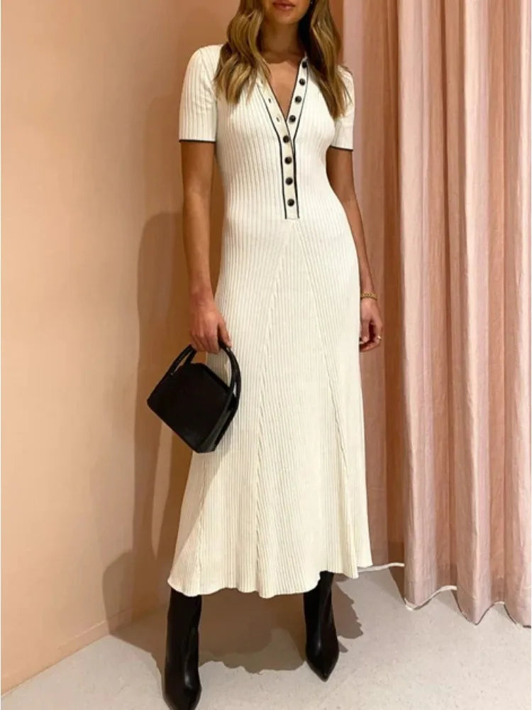 Knitted Rib Slim Maxi Dress