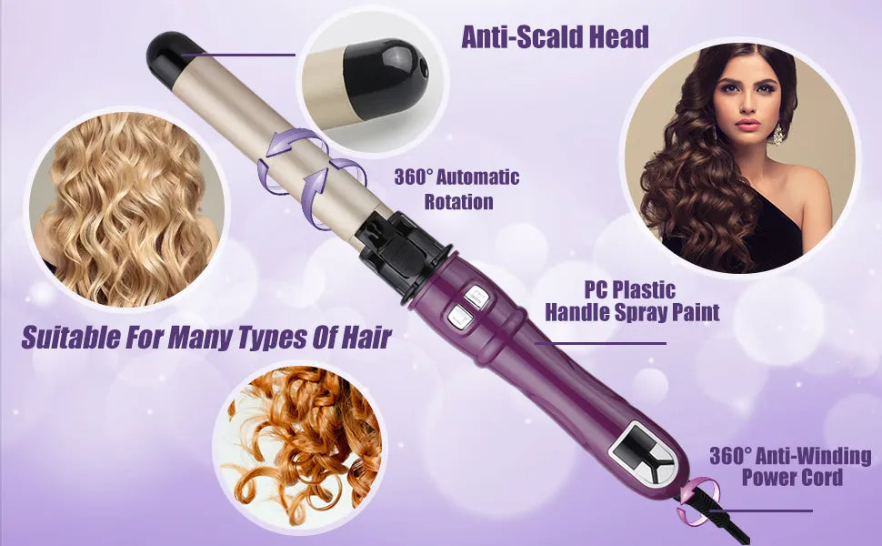 Automatic Hair Curler Black and Silver 32mm