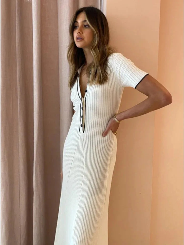 Knitted Rib Slim Maxi Dress